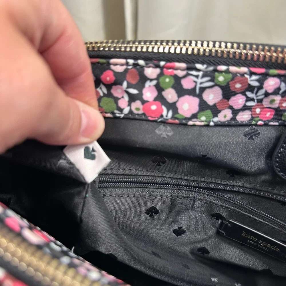 Kate Spade Tote Bag Womens Med Large Pink Floral Nylon Crossbody Adjustable
